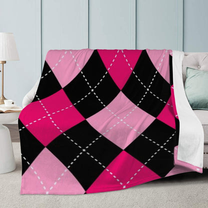 227. Trends Dual-sided Stitched Fleece Blanket Black pink Christmas