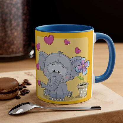 Accent Coffee Mug Elephant with Hearts