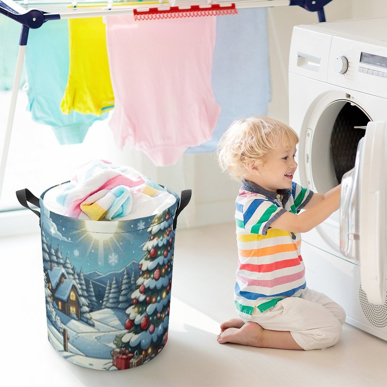 Drawstring collapsible Laundry Basket