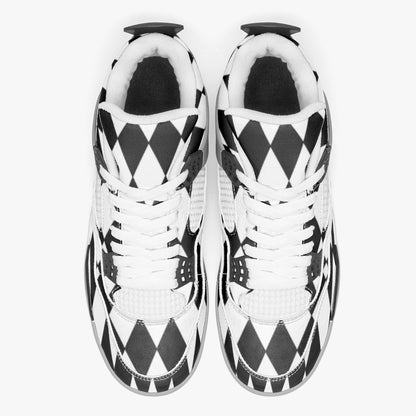 Black and White harlequin decoration AJ4 Basketball Sneakers -Grey Sole