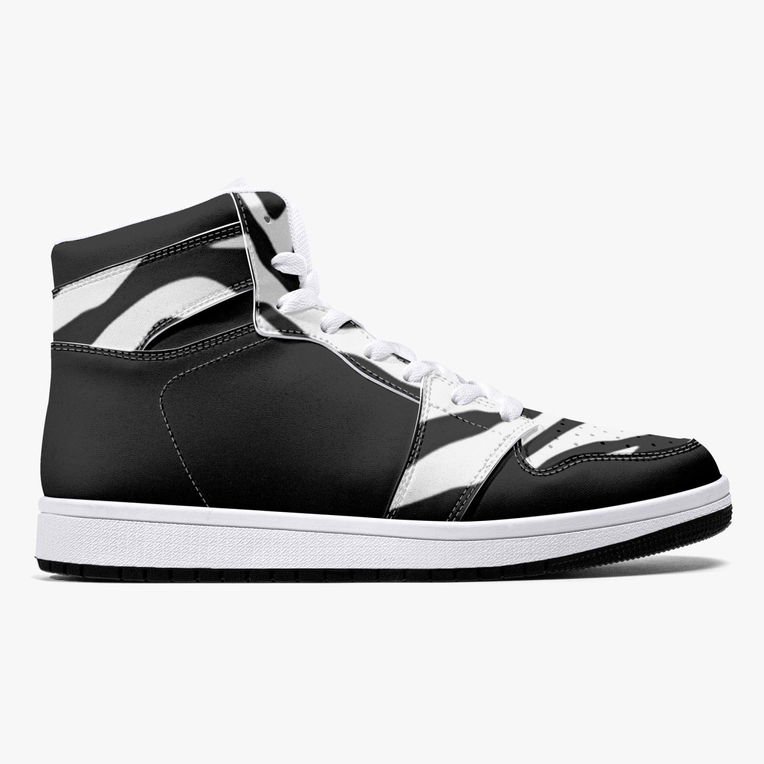 High Top Sneakers Black with zebra print decoration