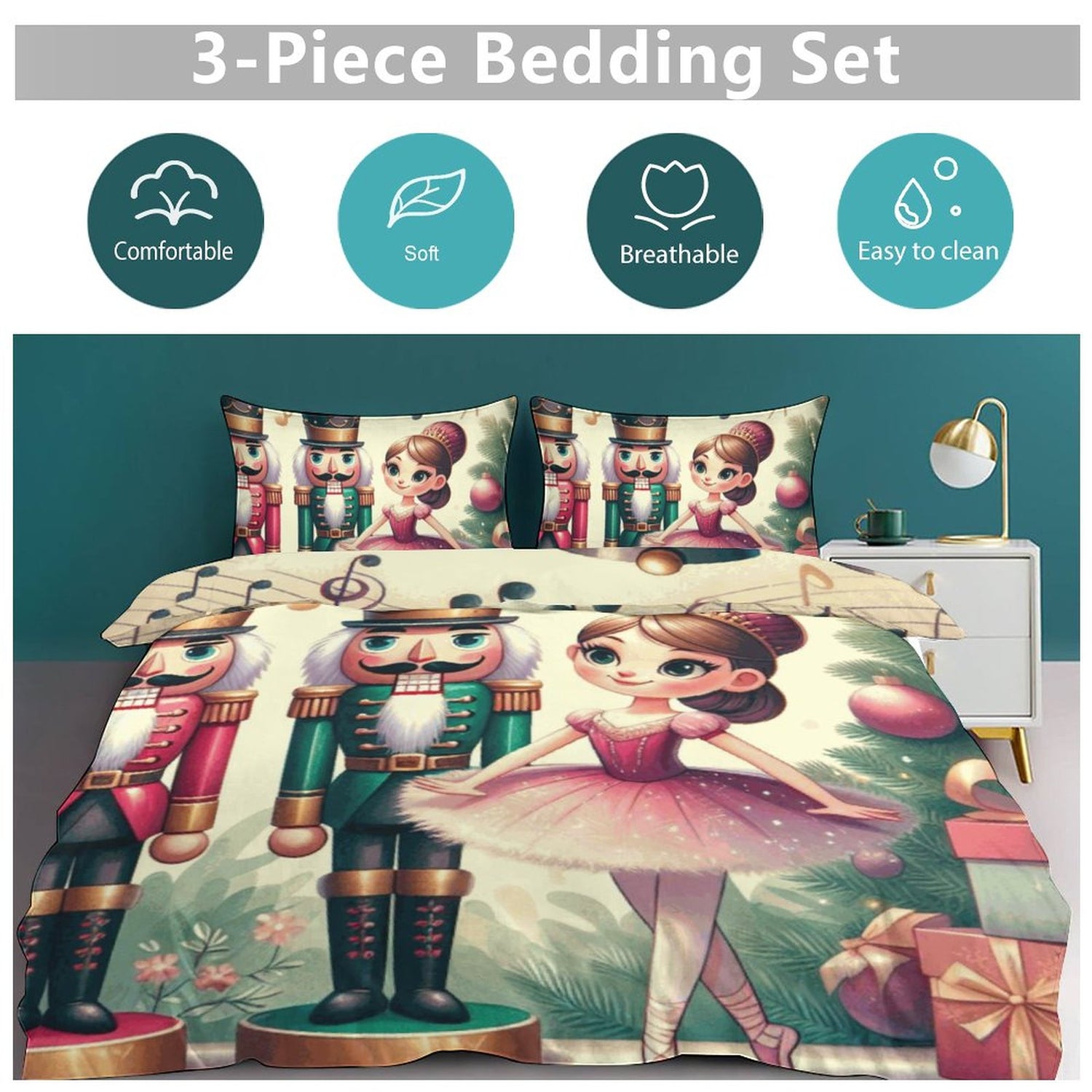 3-Piece Bedding Set-86&quot;×70&quot;/ 218×177cm (Dual-sidede Printing)