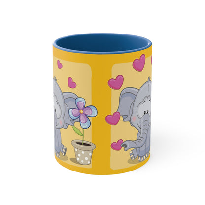 Accent Coffee Mug Elephant with Hearts