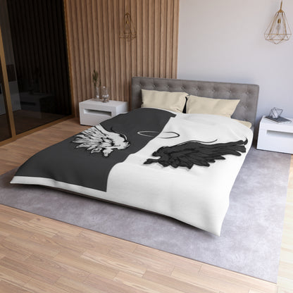 Microfiber Duvet Cover Wings black and white