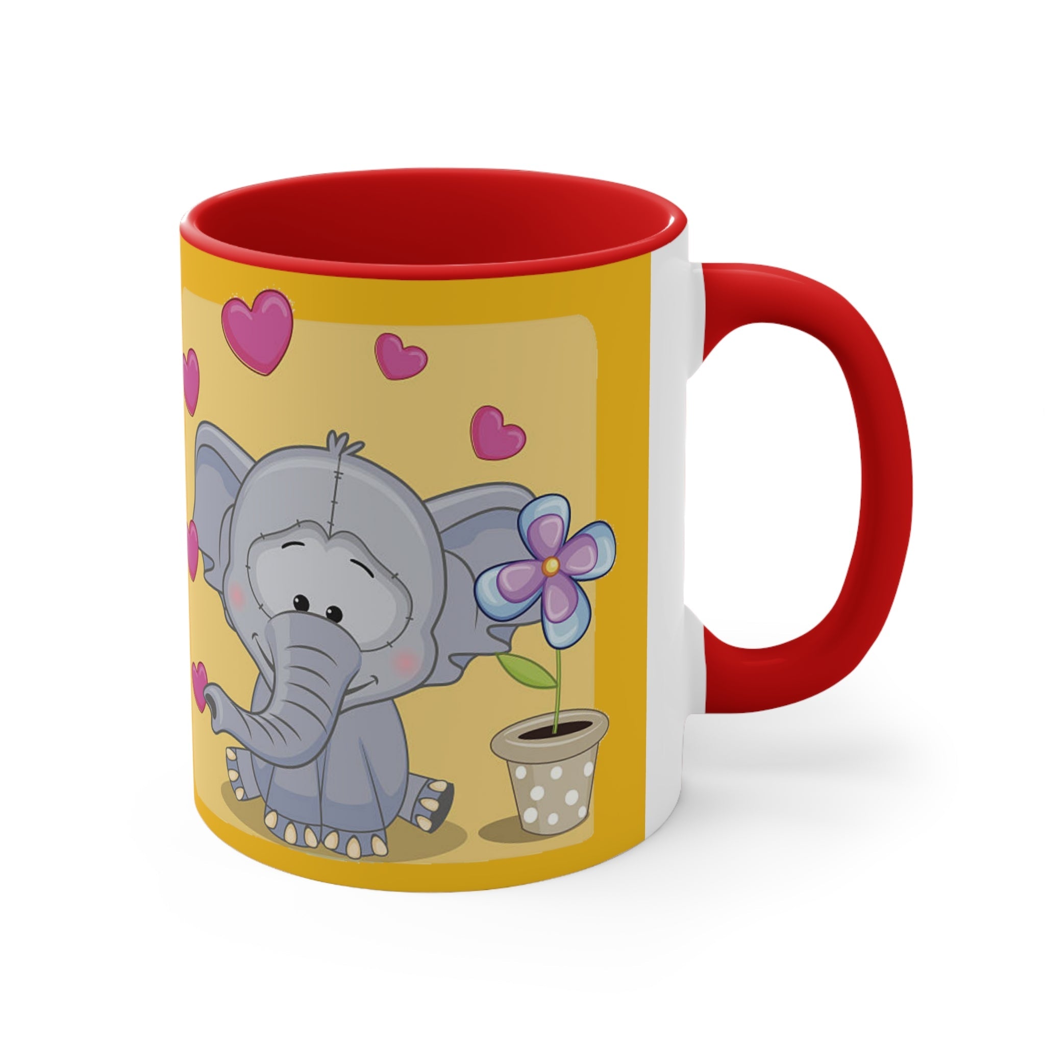 Accent Coffee Mug Elephant with Hearts