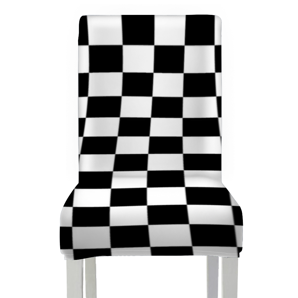 Custom Dining Chair Cover Elastic Dining Chair Cover Removable Seat Protection Black and White