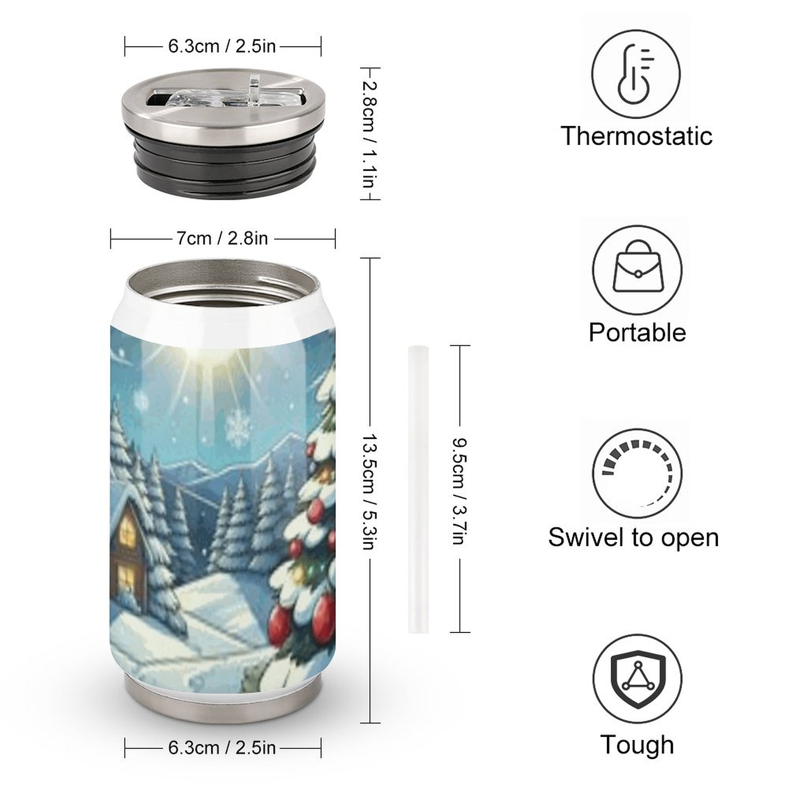 Stainless Steel Tumbler with Straw (All-Over Printing)