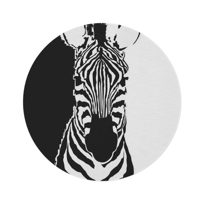 Round Rug Zebra  black white