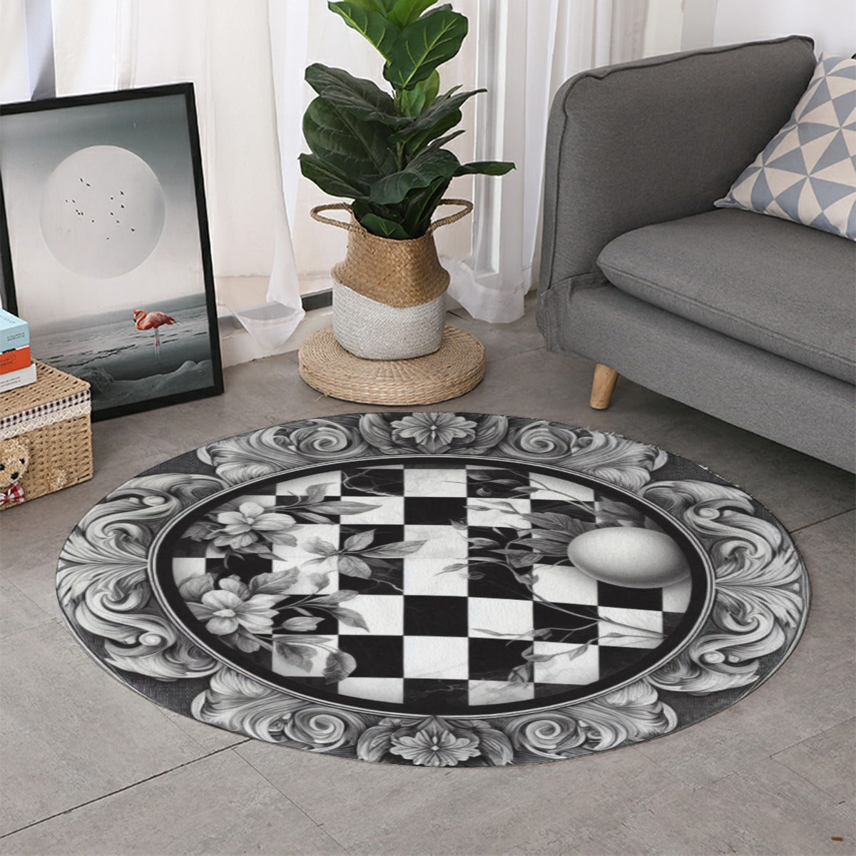 Thicken foldable door mat Black and White artistic decoration room rug - S / White