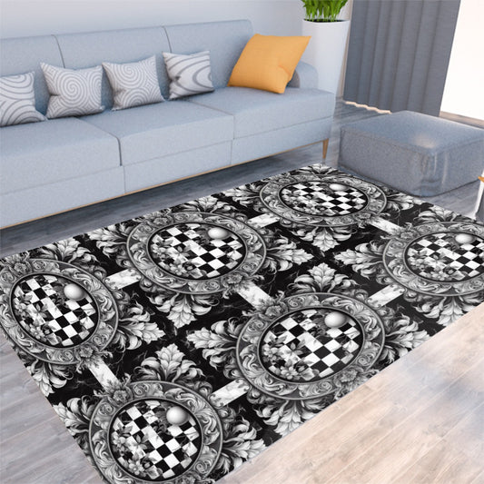 Foldable Rectangular Thickened Floor Mat Black and White artistic decoration Room Rug - S / White