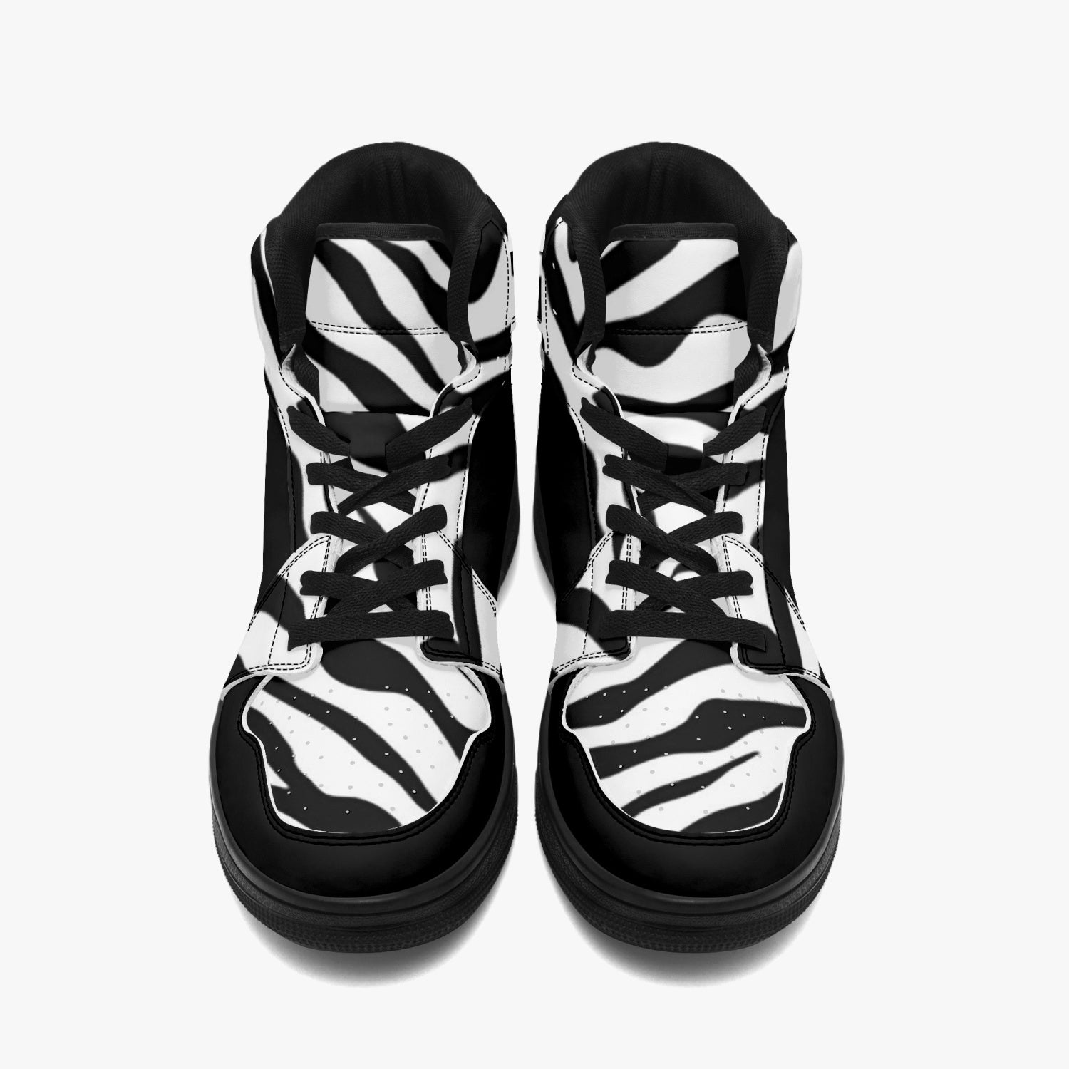 High Top Sneakers Black with zebra print decoration