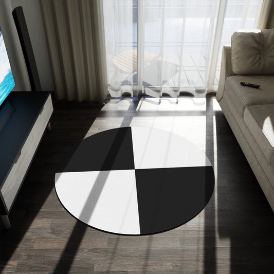 Round Rug Black White