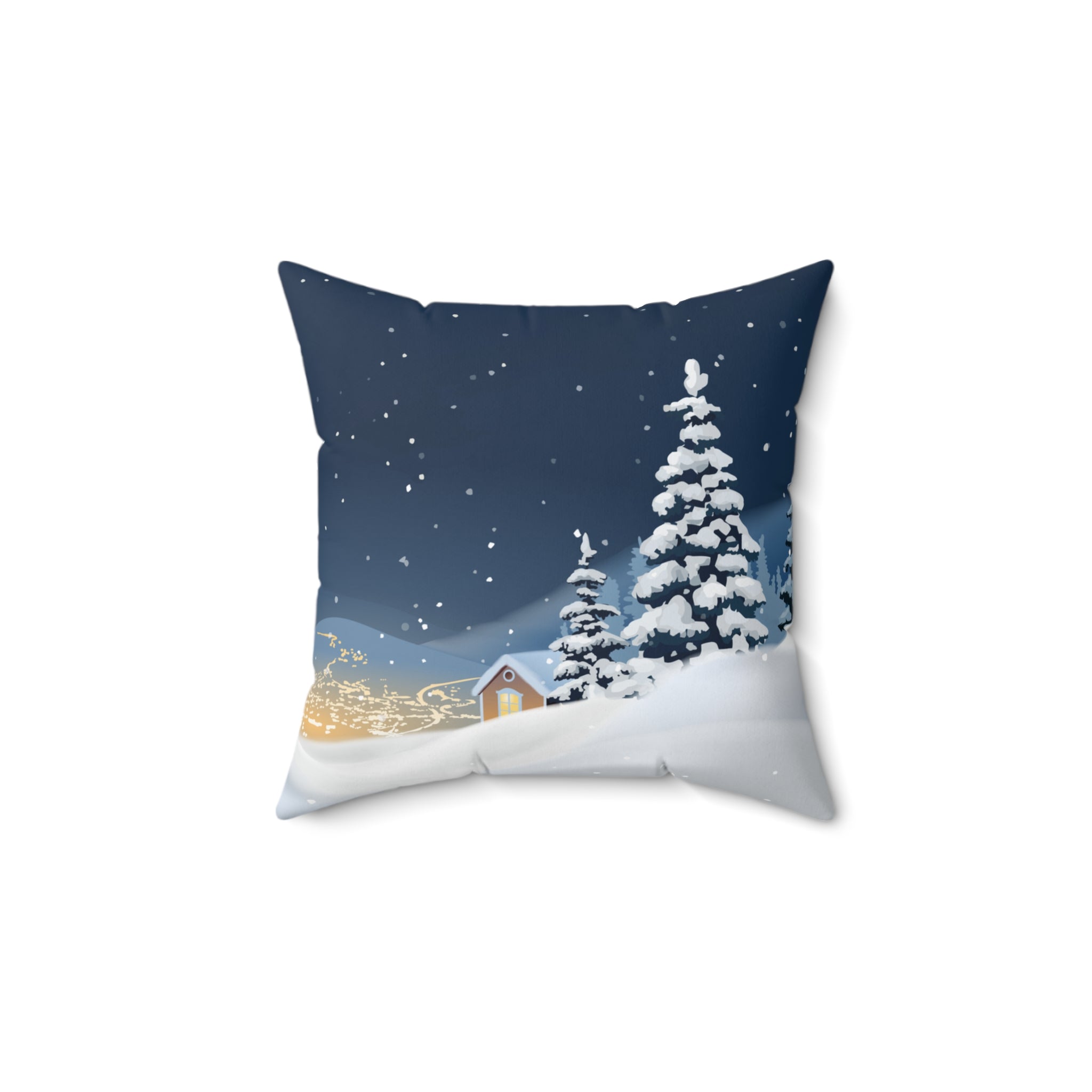 Spun Polyester Square Pillow Winter