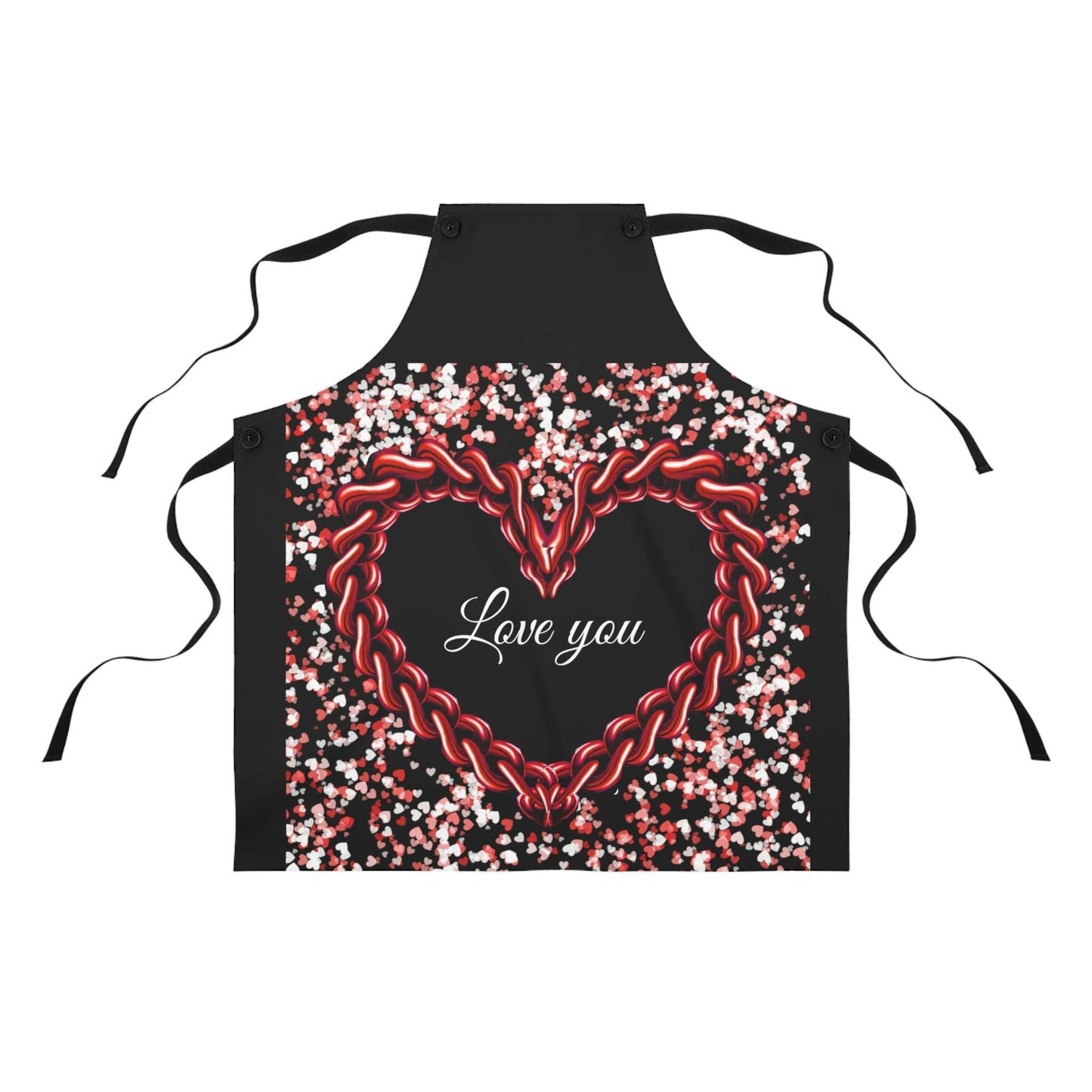 Apron Love you with red hearts, Gift idea, Valentine's gift, birthday, wedding, anniversary gift Home-clothes-jewelry