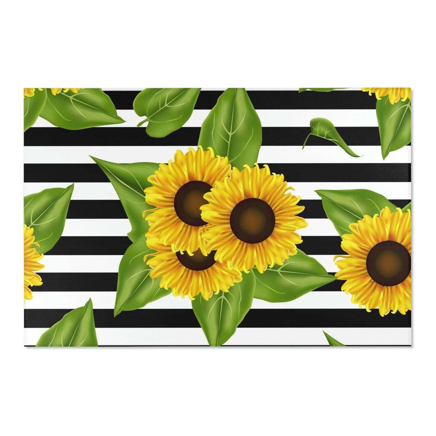 Area Rugs Sunflowers on black and white - HomeClothesJewelry