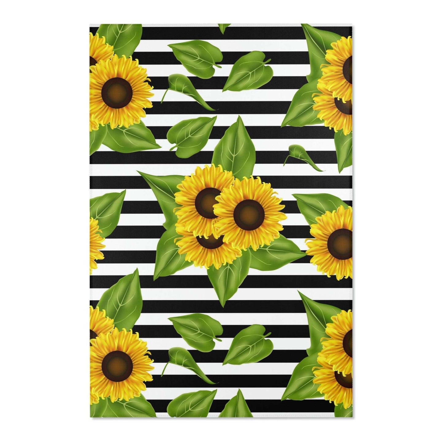 Area Rugs Sunflowers on black and white - HomeClothesJewelry