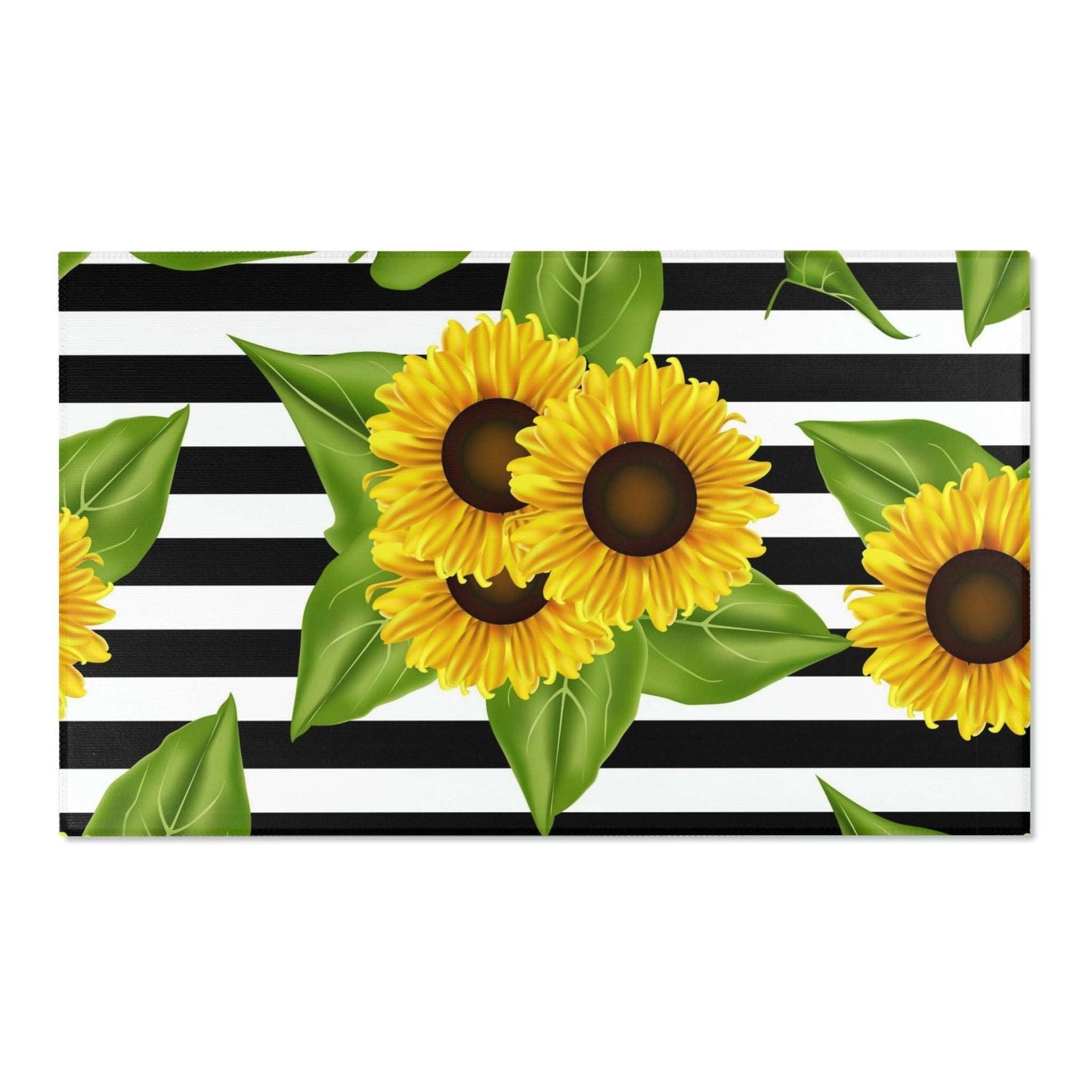 Area Rugs Sunflowers on black and white - HomeClothesJewelry