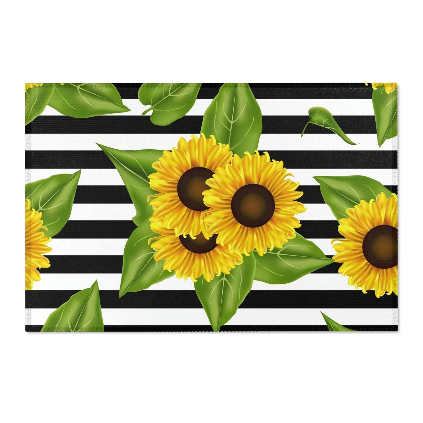 Area Rugs Sunflowers on black and white - HomeClothesJewelry