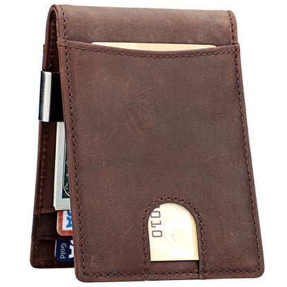 New Leather Dollar Clip Carbon Fiber Wallet Men's Wallet Leather Wallet for Men