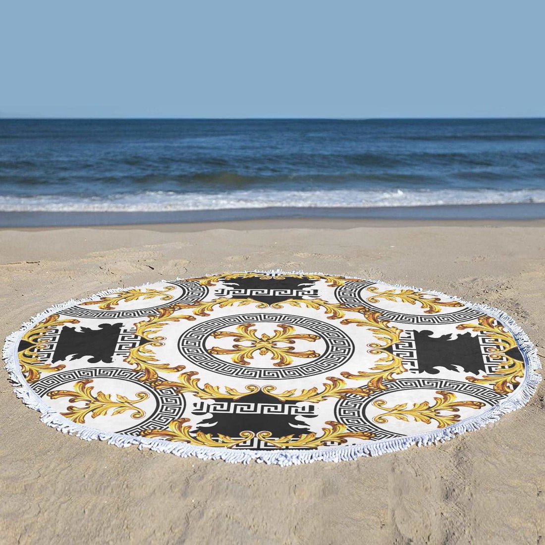 Baroque with greek Circular Beach Shawl Towel 59&quot;x 59&quot; Home-clothes-jewelry