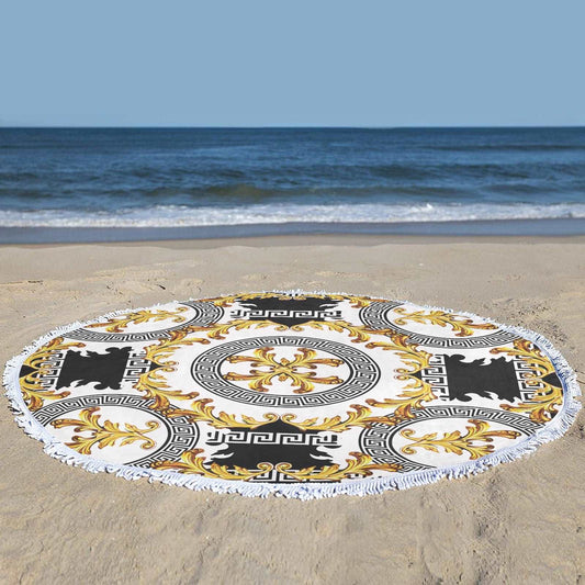 Baroque with greek Circular Beach Shawl Towel 59"x 59" Home-clothes-jewelry