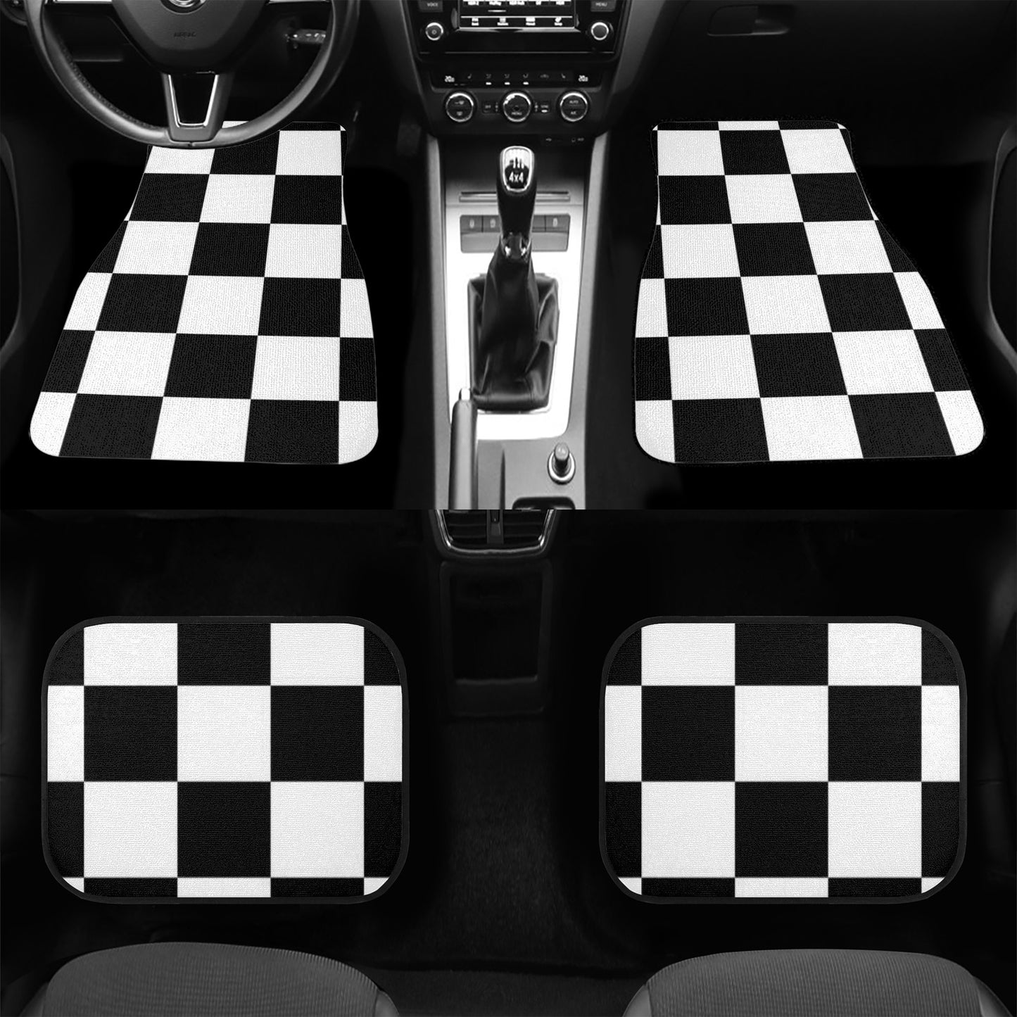 Car Mats Black White