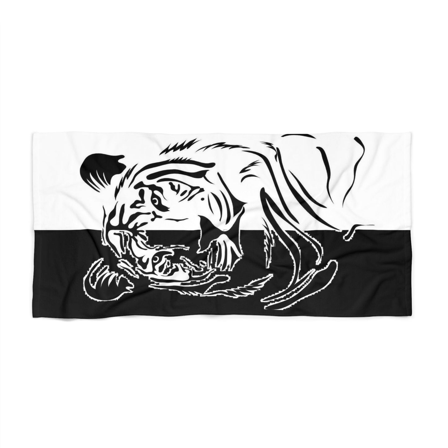 Beach Towel Tiger on black and white Home-clothes-jewelry