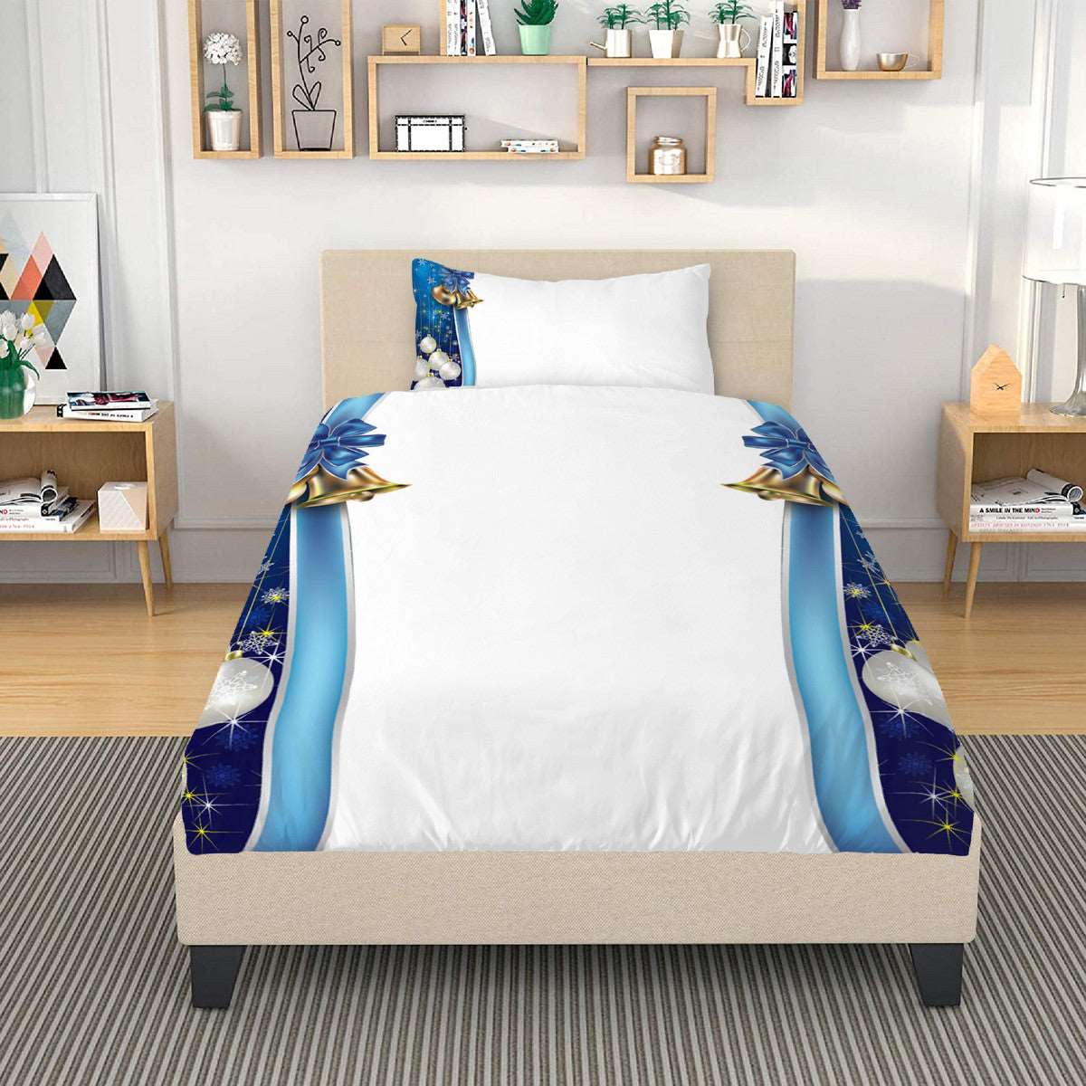 Bedding Christmas Bells royal blue white Home-clothes-jewelry