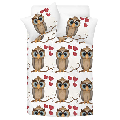 Bedding Owl with Hearts, Love gift idea, bedroom decor Home-clothes-jewelry
