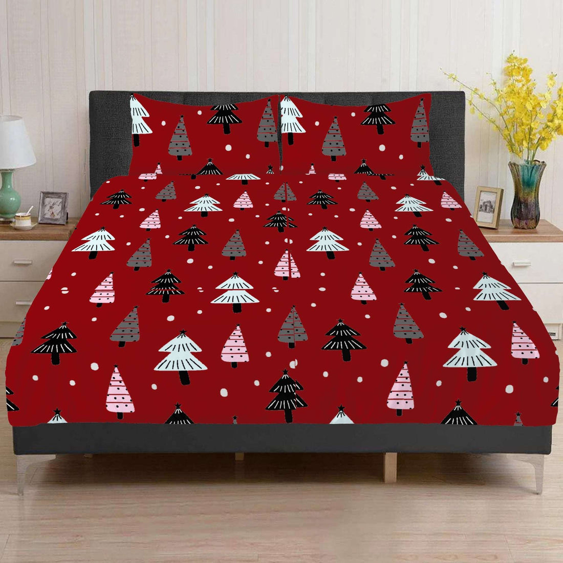 Bedding Red with Christmas trees Home-clothes-jewelry