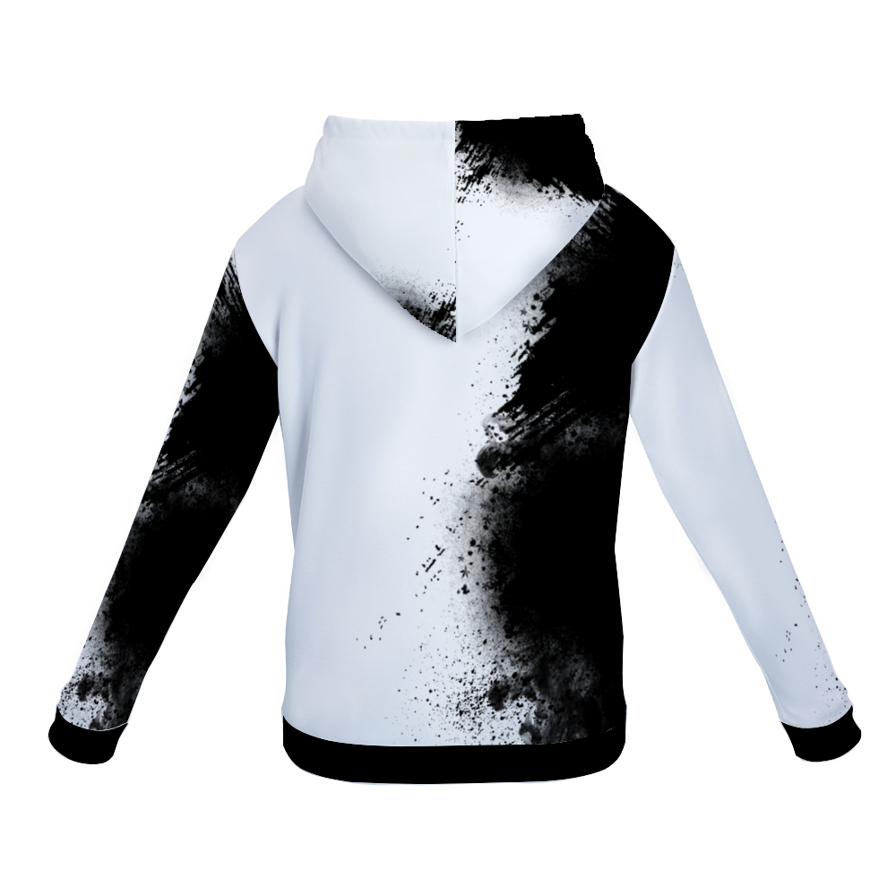 Black and white Unisex All Over Print Plush Hoodie with Pockets Home-clothes-jewelry