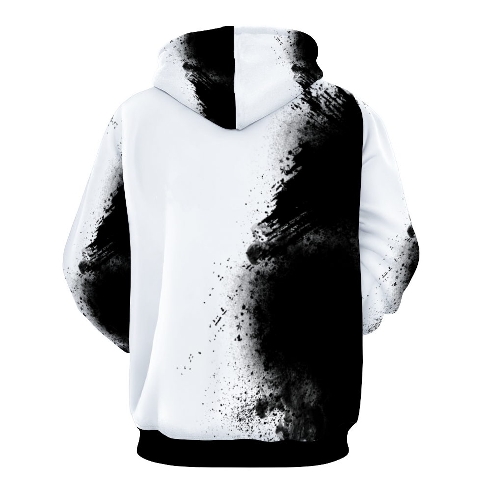 Black and white Unisex All Over Print Plush Hoodie with Pockets Home-clothes-jewelry