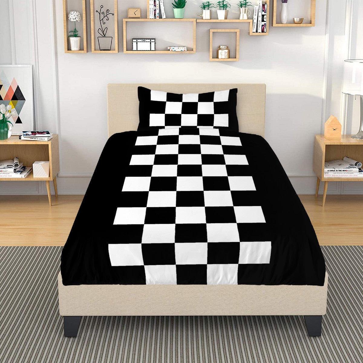 Black with black and white Bedding, Modern bedding decoration Home-clothes-jewelry