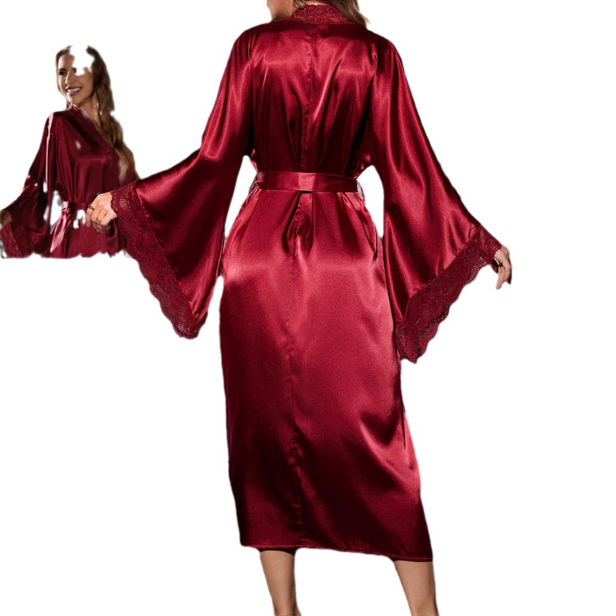 New style erotic sleepwear for women, pure desire, lace, light luxury, long sleeved, cool feeling, sleeping robe, bathrobe, comfortable home wear