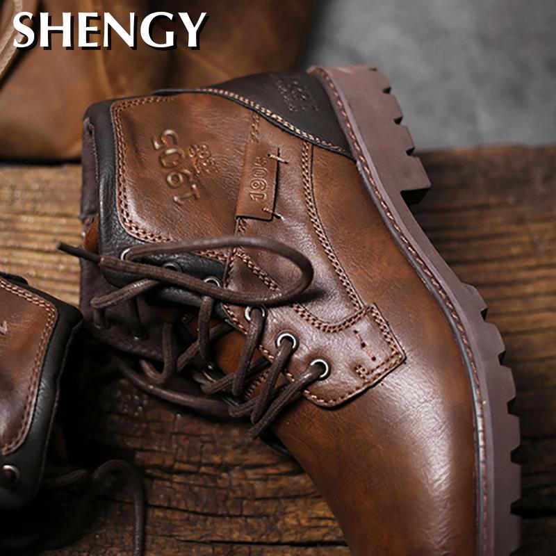Men Shoes Autumn Winter Boots Retro Style Ankle Boots Lace Up  Casual  Boots High-top Shoes For Men Wear-resistant Zapatos Boots