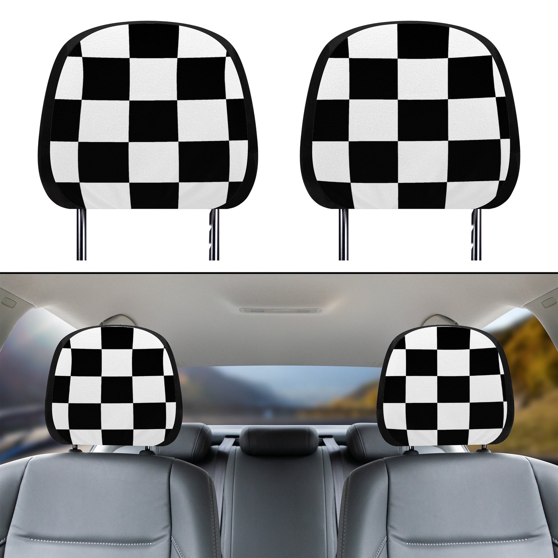 Car Headrest Covers Black and White Home-clothes-jewelry