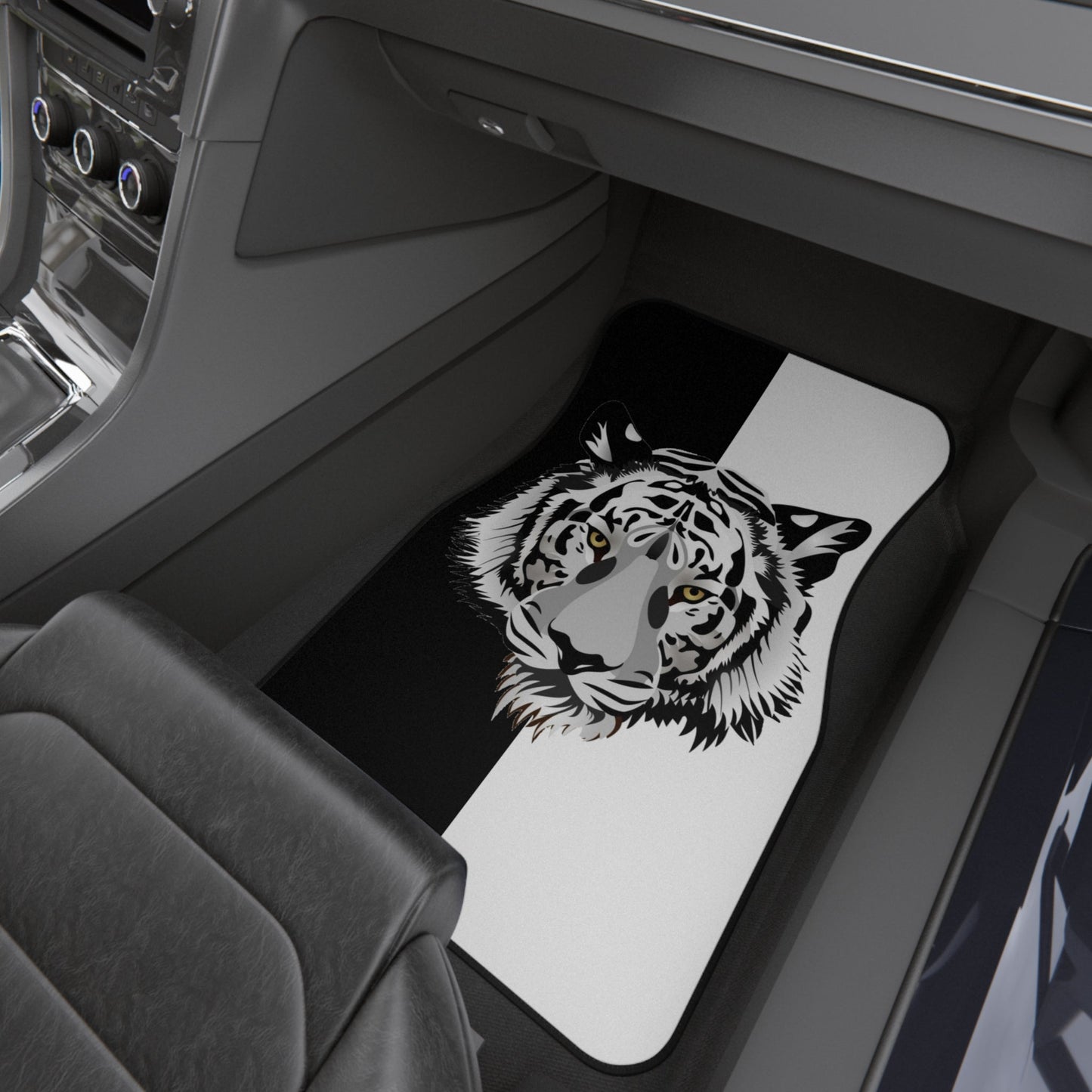 Car Mats (Set of 4) Tiger on Black and White Home-clothes-jewelry