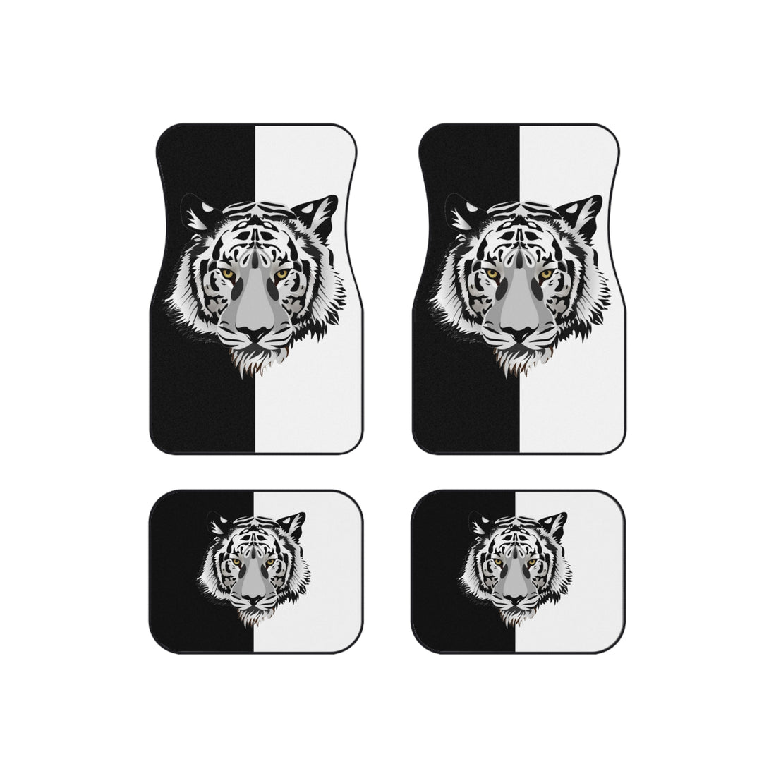 Car Mats (Set of 4) Tiger on Black and White Home-clothes-jewelry