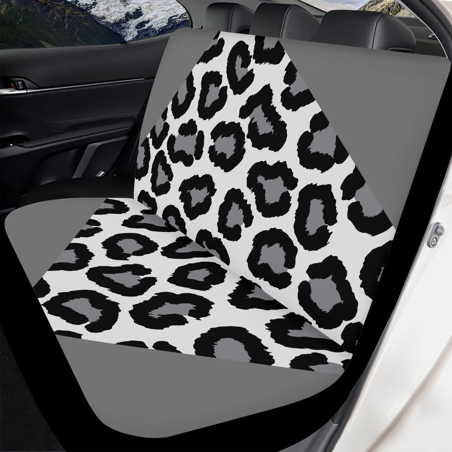 Car Seat Cover Set Leopard on grey Home-clothes-jewelry