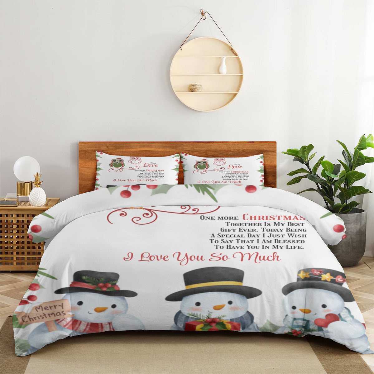 Christmas Owls To my Love Bedding Set 4 pieces Home-clothes-jewelry