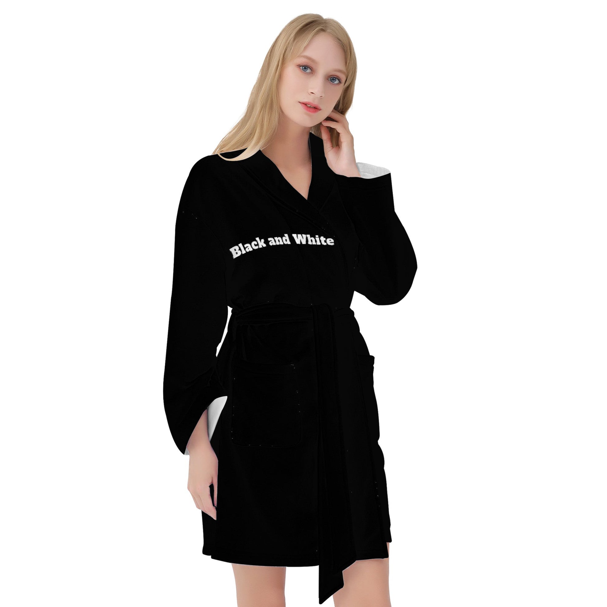 Cocoon in Style: The Black and White Charm of the Bath Robe Black Home-clothes-jewelry