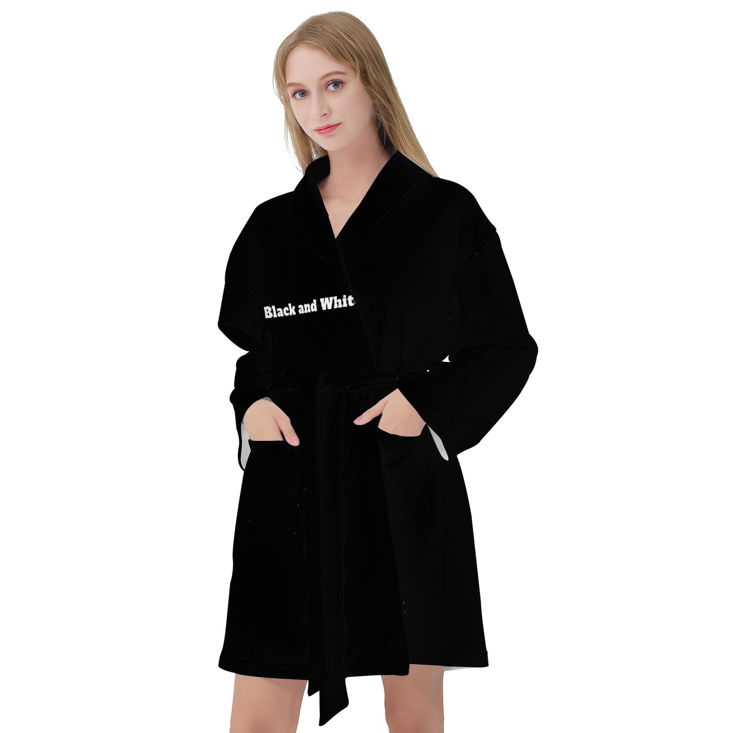 Cocoon in Style: The Black and White Charm of the Bath Robe Black Home-clothes-jewelry