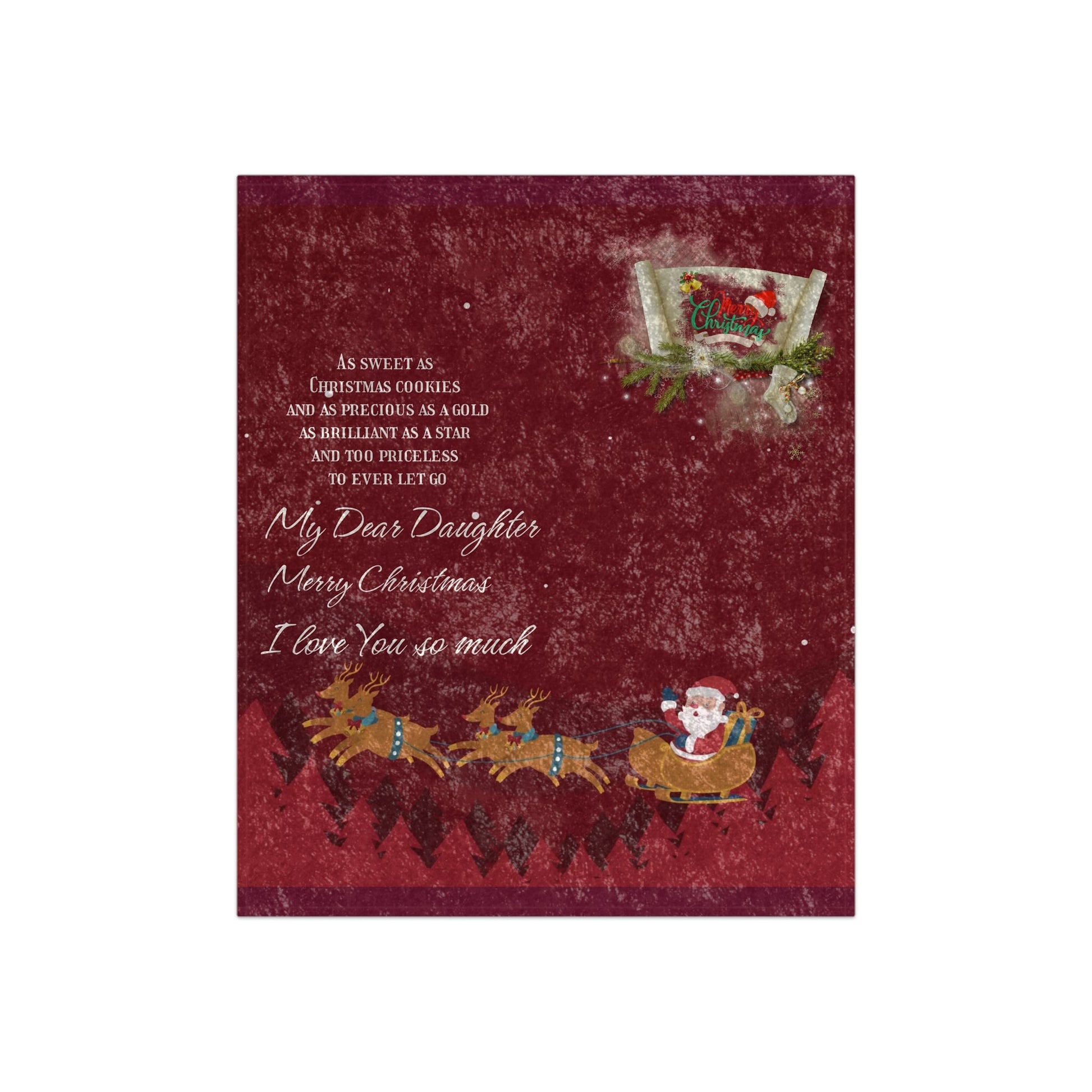 Crushed Velvet Blanket My dear Daughter merry Christmas Home-clothes-jewelry