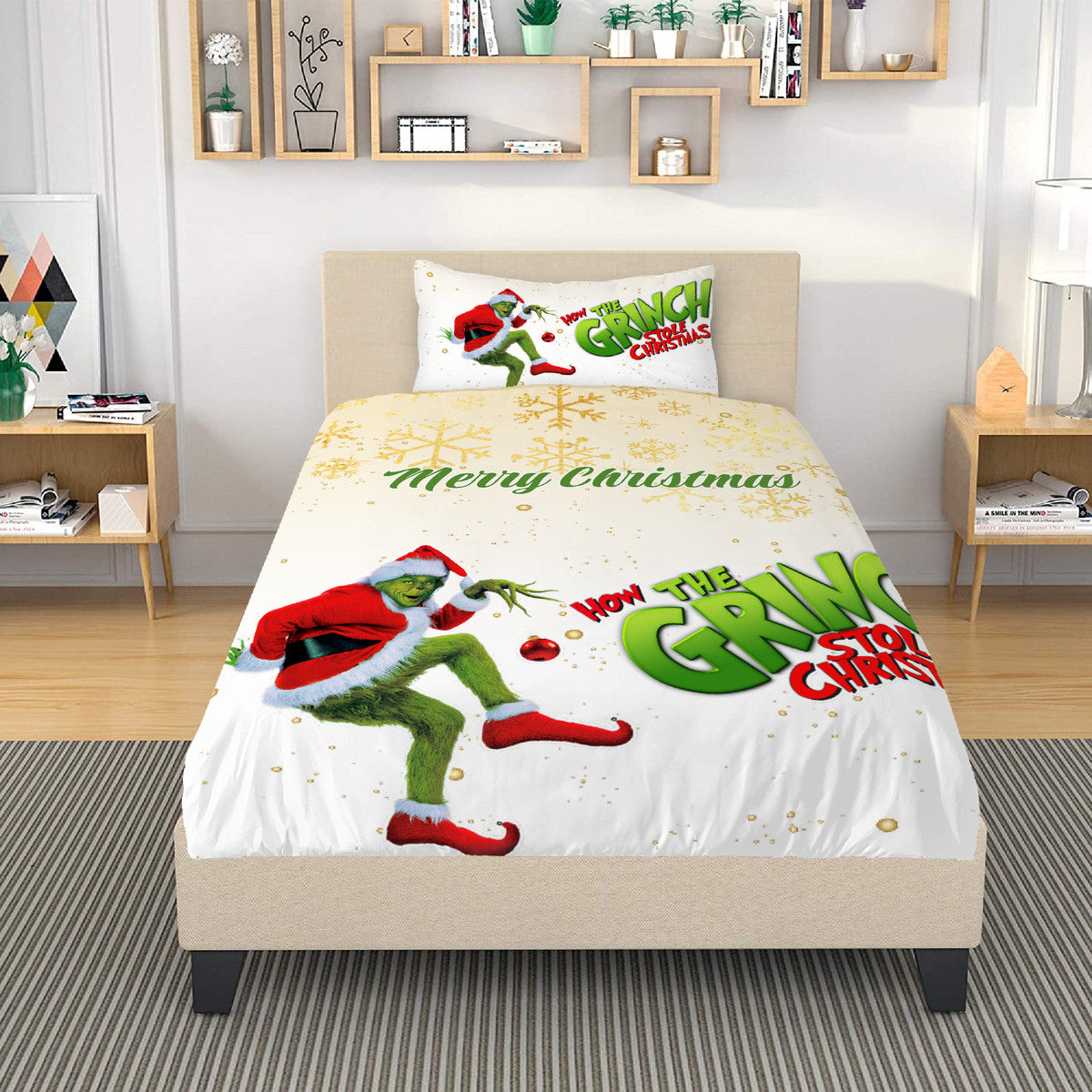 Cuddling up in Whoville: The Coziest Christmas Bedding Set Inspired by How the Grinch Stole Christmas Home-clothes-jewelry