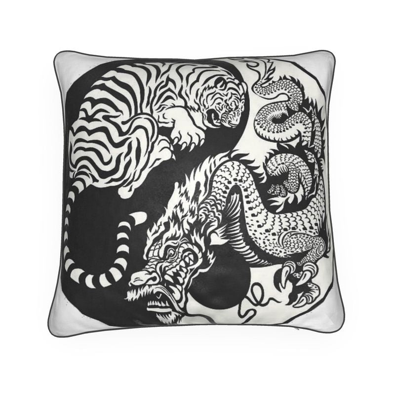 Cushion Tiger and Dragon black and white Home-clothes-jewelry