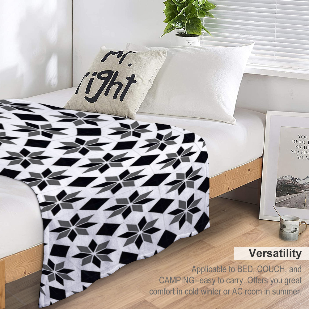 Custom Blankets Thin Flannel Blanket 1 Side Printing, Black White decoration Home-clothes-jewelry