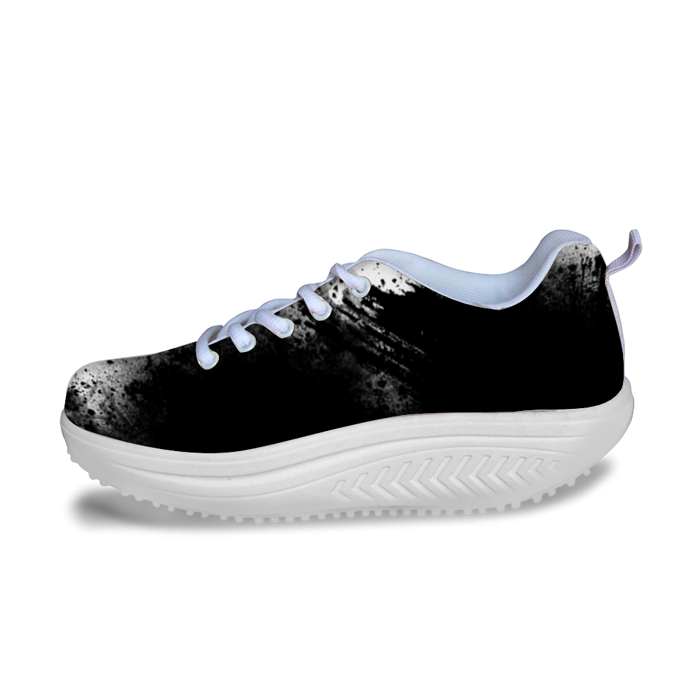 Custom Rocker Shoes Rocking Shoes Rocker Bottom Sneakers Black and White abstract Home-clothes-jewelry