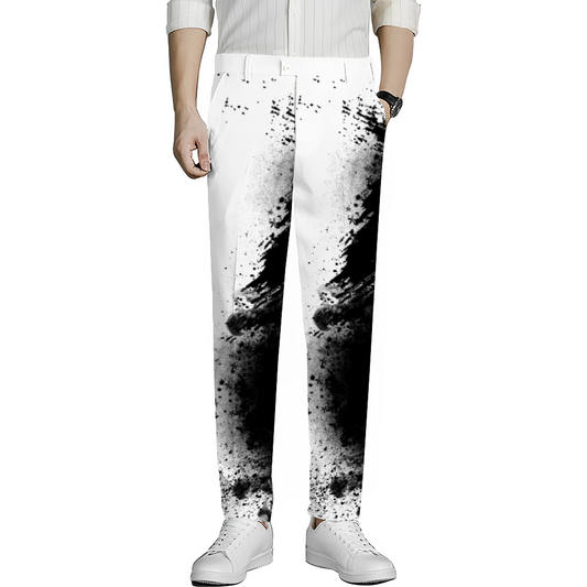 Custom Unisex Stretch Dress Pants Slim Fit Skinny Suit Pants Black White abstract Home-clothes-jewelry