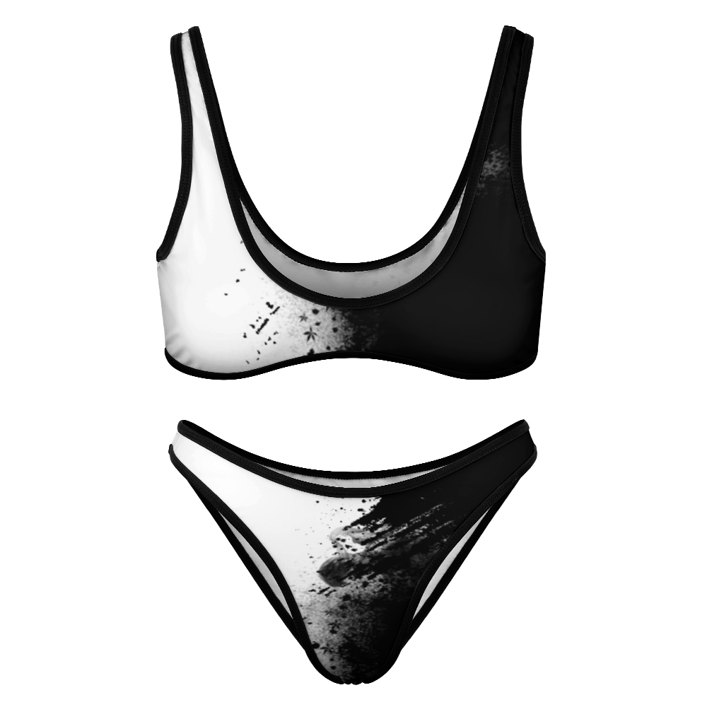 Custom Women's Two Piece Swimsuits Sexy Bikini Suit Black White abstract Home-clothes-jewelry