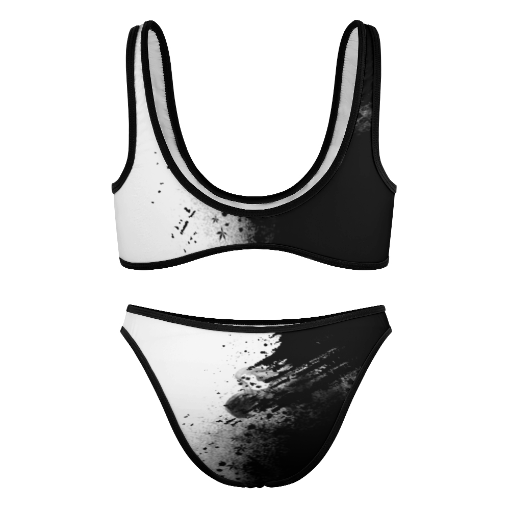 Custom Women's Two Piece Swimsuits Sexy Bikini Suit Black White abstract Home-clothes-jewelry